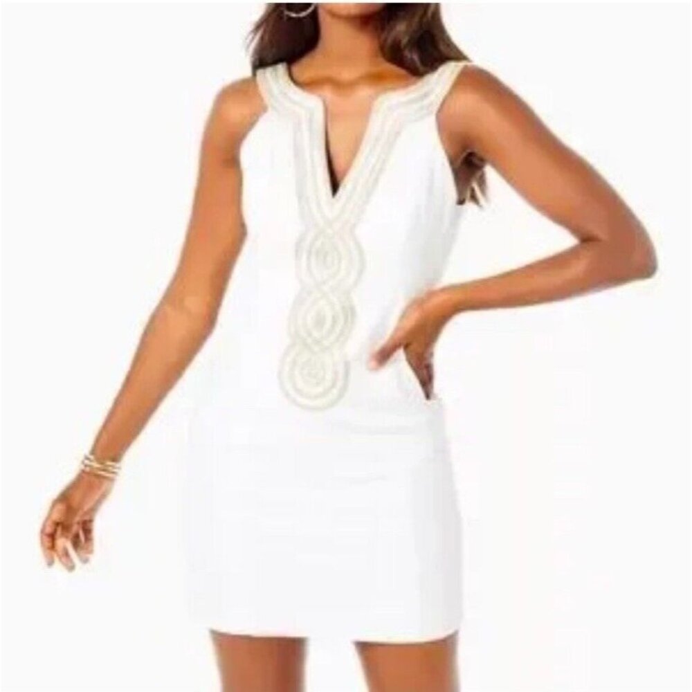Lilly Pulitzer White and Gold Mini Dress